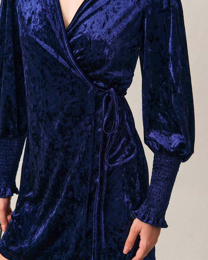 The Velvet Wrap Long Sleeve Mini Dress - RIHOAS