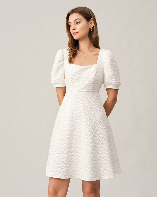 Puff Sleeve Mini Dress - White Babydoll Dress - White Day Dress - Lulus