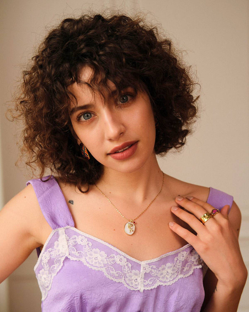 The Three-dimensional Floral Oval Pendant Necklace - RIHOAS
