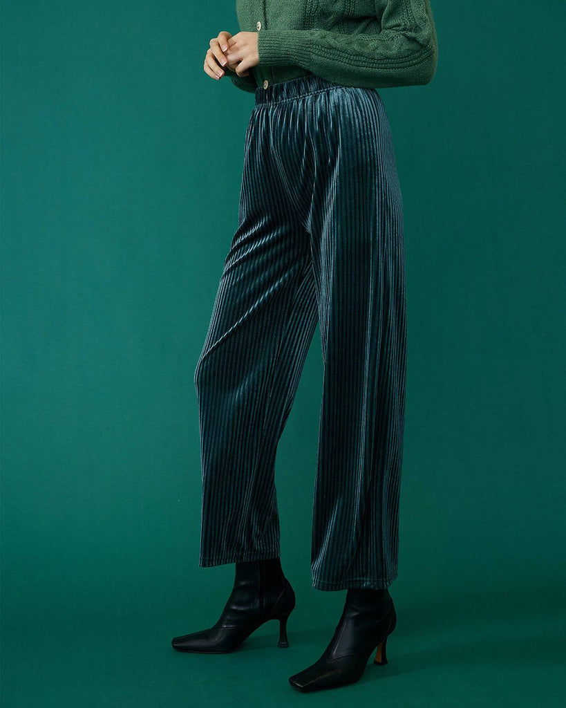 The Velvet Wide Leg Elasticized Pants - RIHOAS