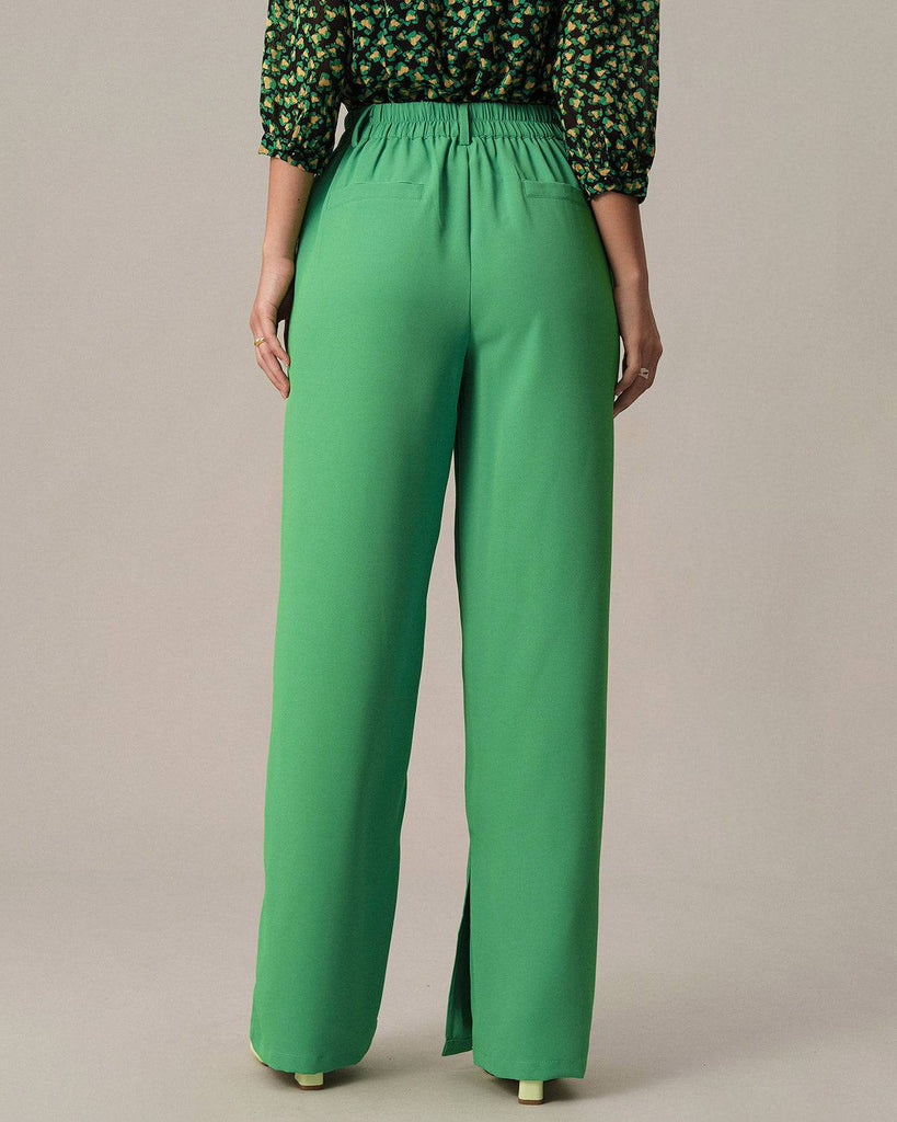 The Elastic Waist Straight Pleated Pants - RIHOAS