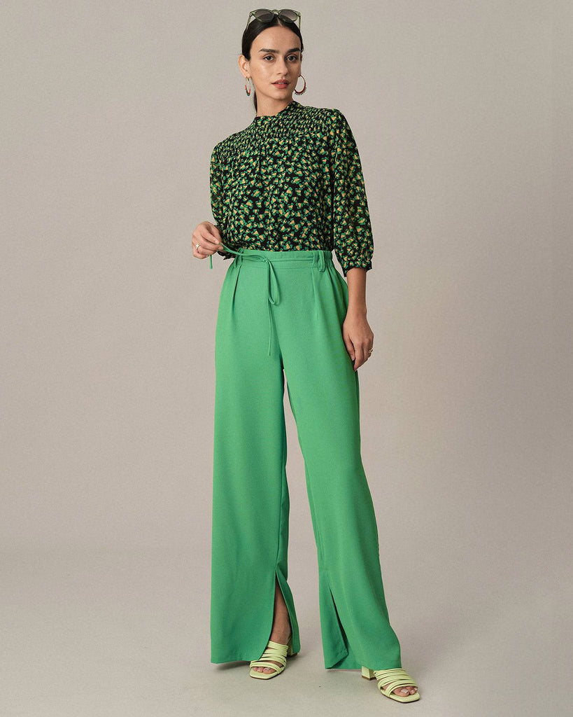 The Elastic Waist Straight Pleated Pants - RIHOAS