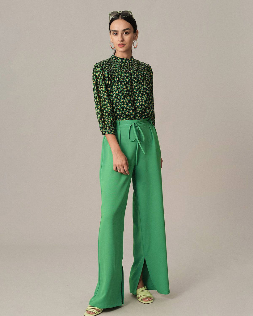 The Elastic Waist Straight Pleated Pants - RIHOAS