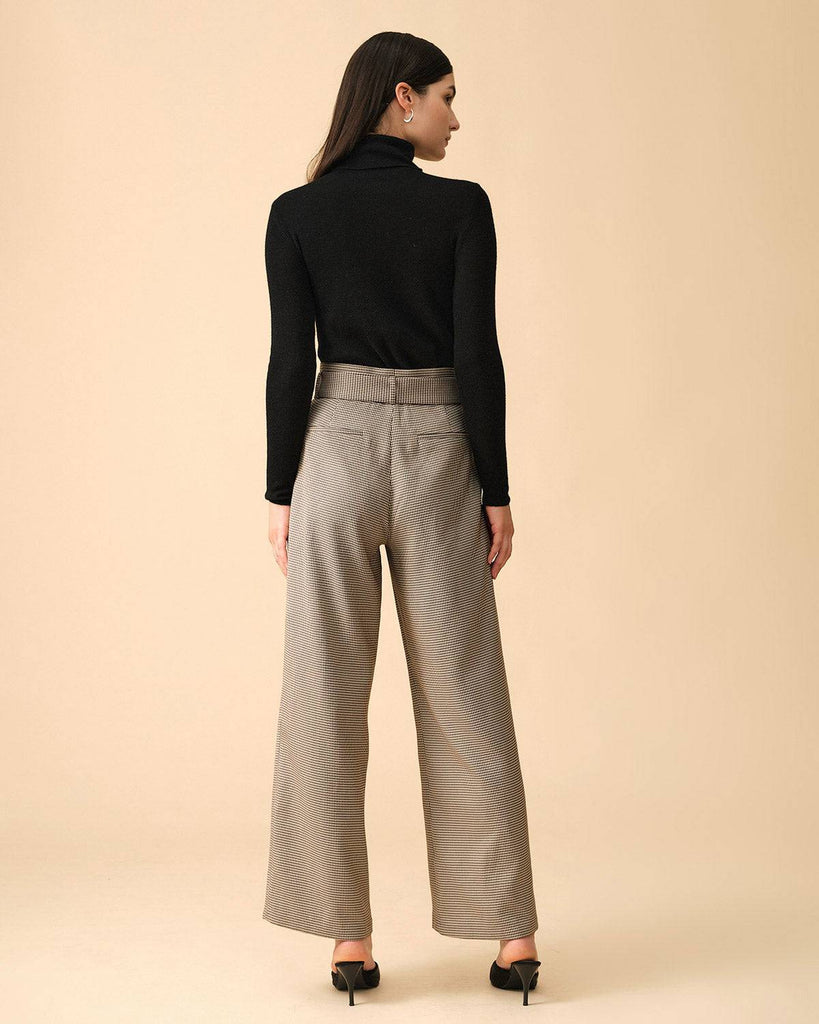 The Houndstooth Belted Straight Pants - RIHOAS