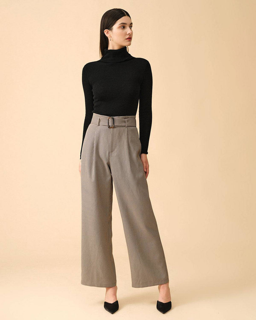 The Houndstooth Belted Straight Pants - RIHOAS