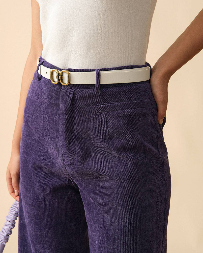The Solid High Waisted Straight Corduroy Pants - RIHOAS