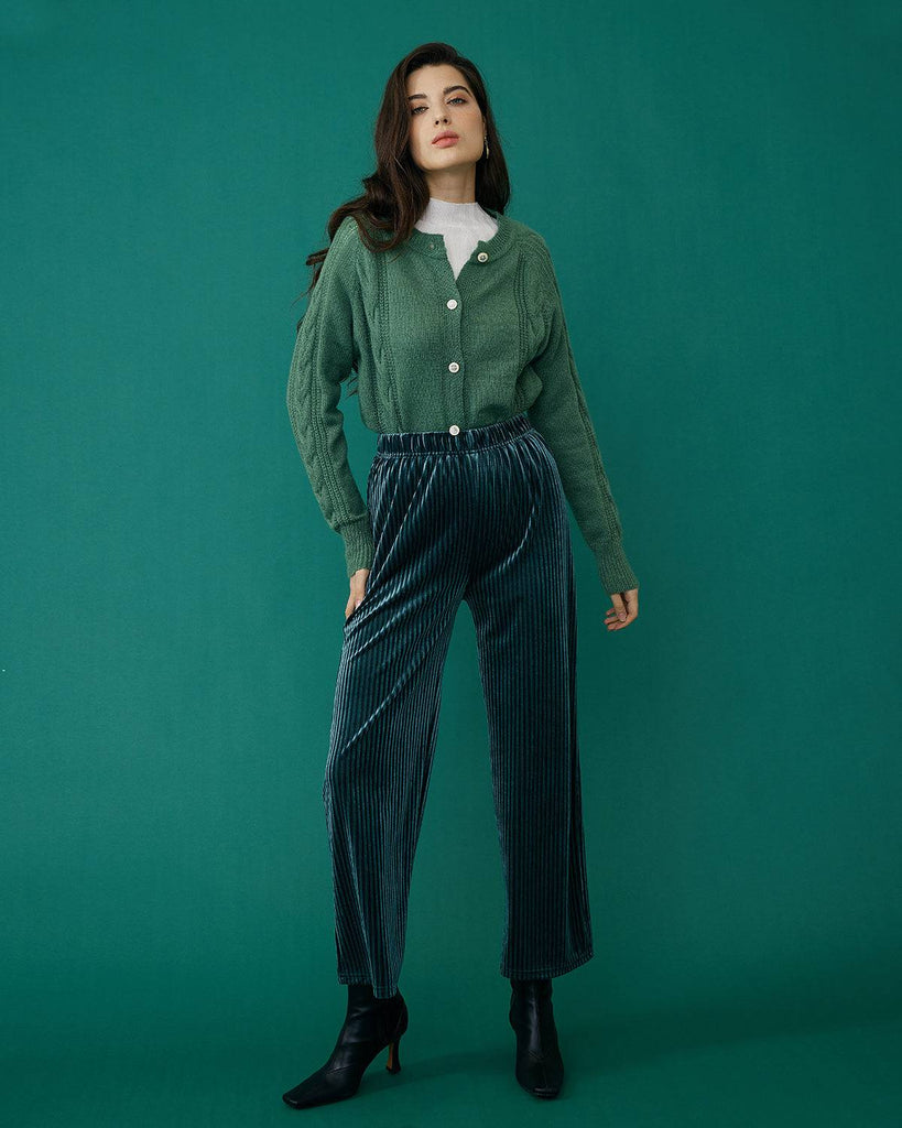 The Velvet Wide Leg Elasticized Pants - RIHOAS