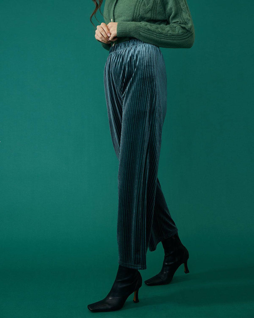The Velvet Wide Leg Elasticized Pants - RIHOAS