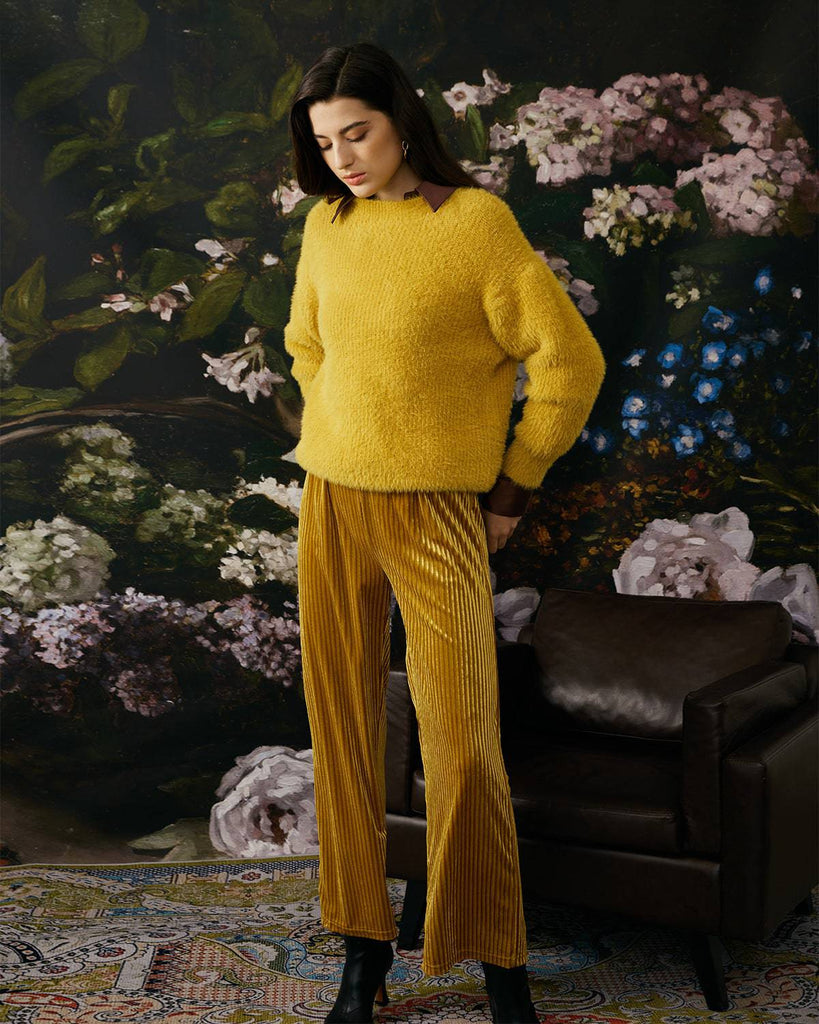 The Velvet Wide Leg Elasticized Pants - RIHOAS