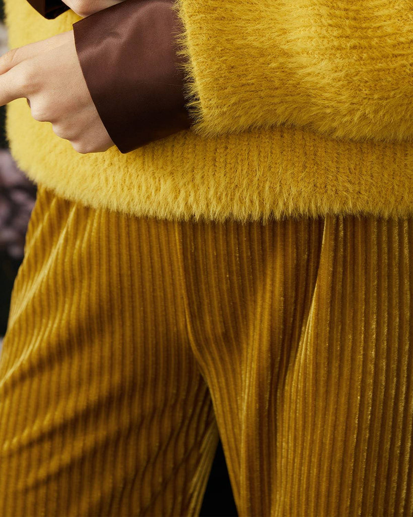 The Velvet Wide Leg Elasticized Pants - RIHOAS