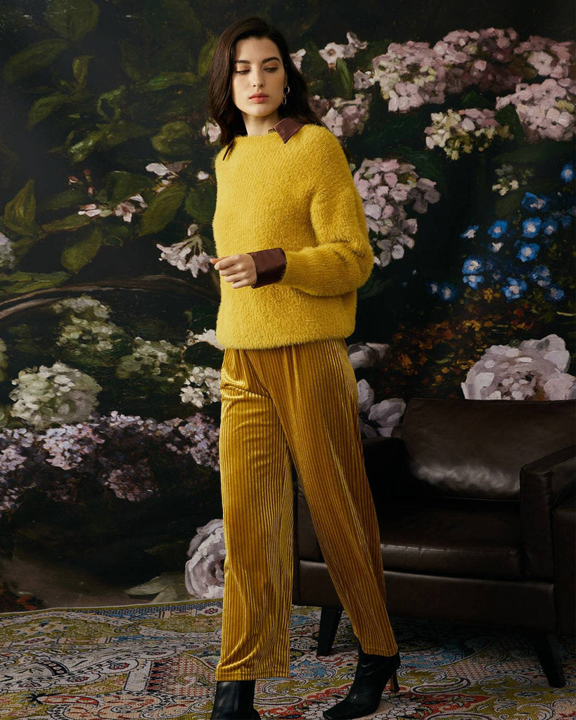 The Velvet Wide Leg Elasticized Pants - RIHOAS