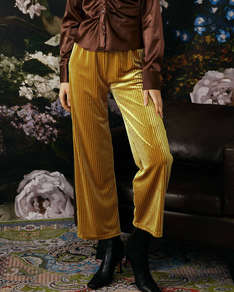 The Velvet Wide Leg Elasticized Pants - RIHOAS