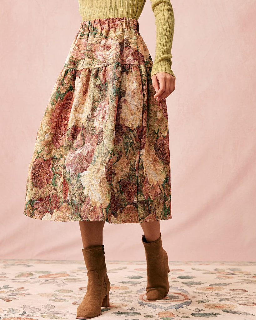 The Floral Tiered Skirt Bottoms - RIHOAS