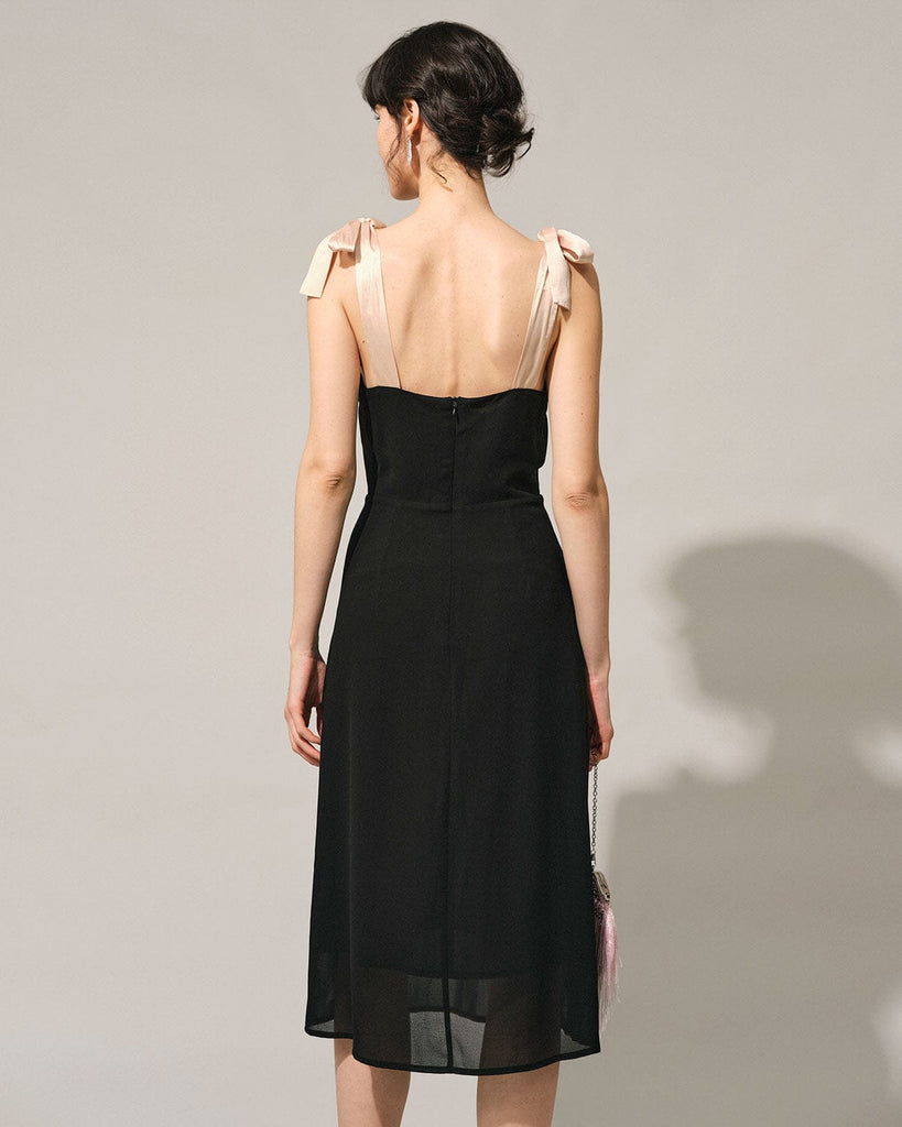 The Tie Straps Side Split Midi Dress - RIHOAS