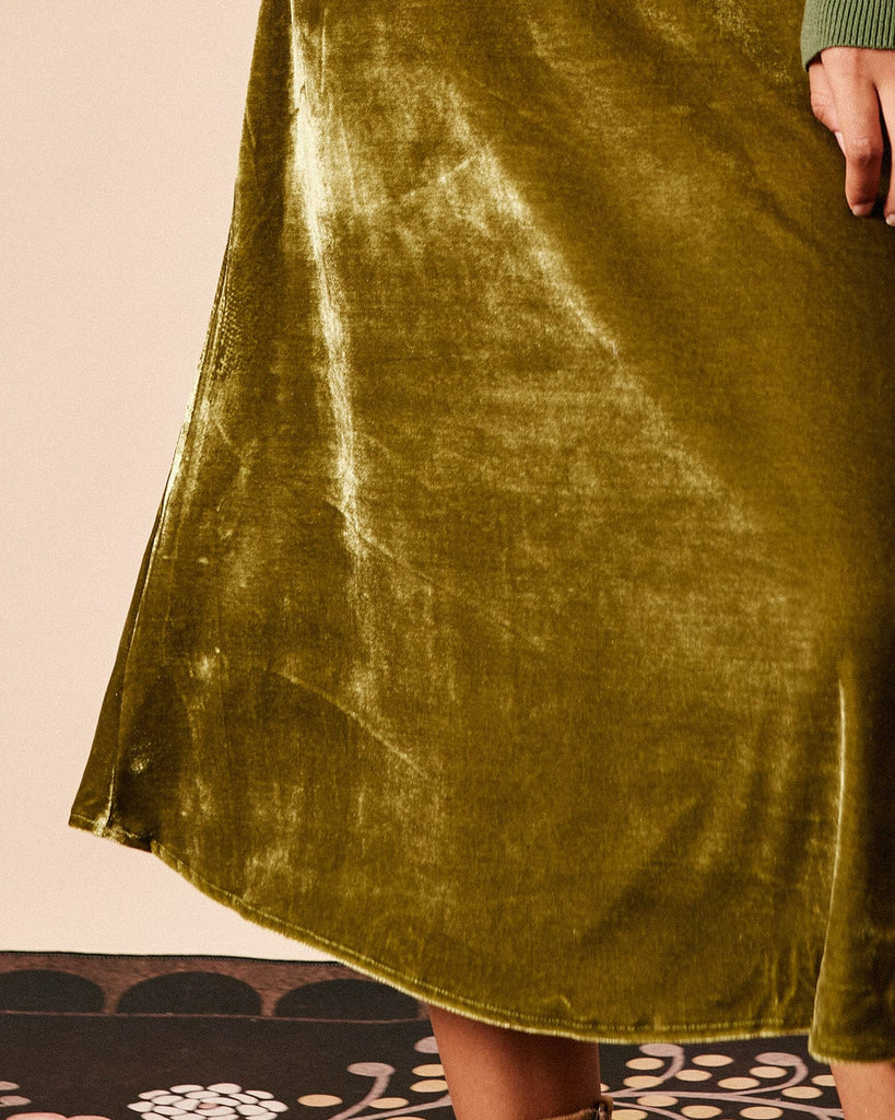 The Solid Color Velvet Skirt Green Bottoms - RIHOAS