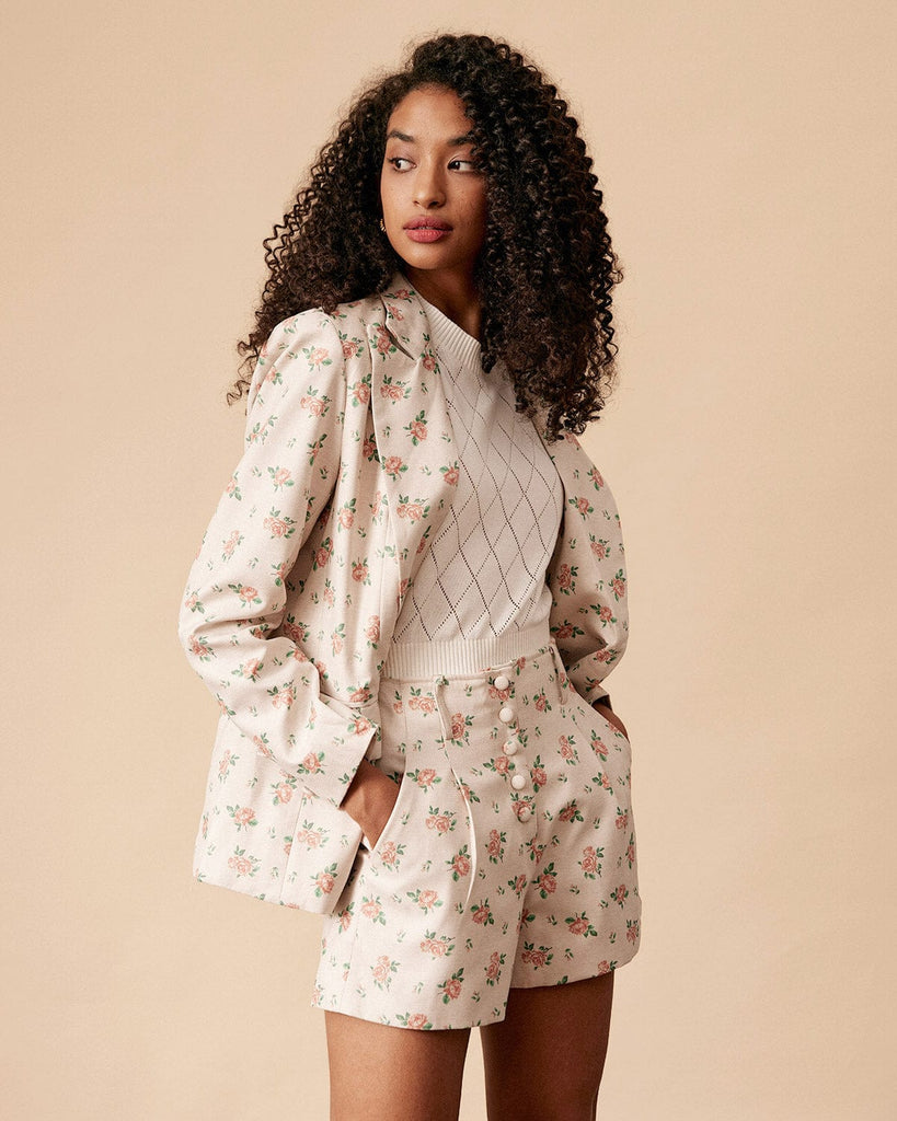 The Collared Single Button Floral Blazer - Rihoas
