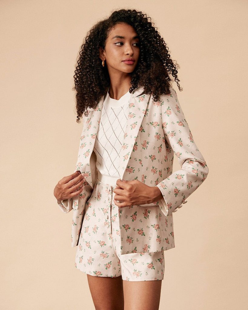 The Collared Single Button Floral Blazer - Rihoas