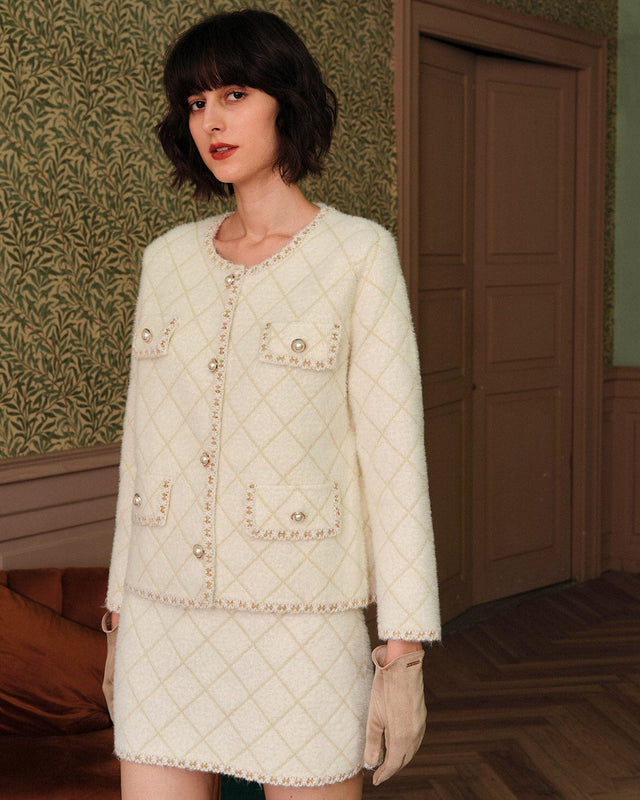 The Argyle Cardigan And Mini Skirt Set