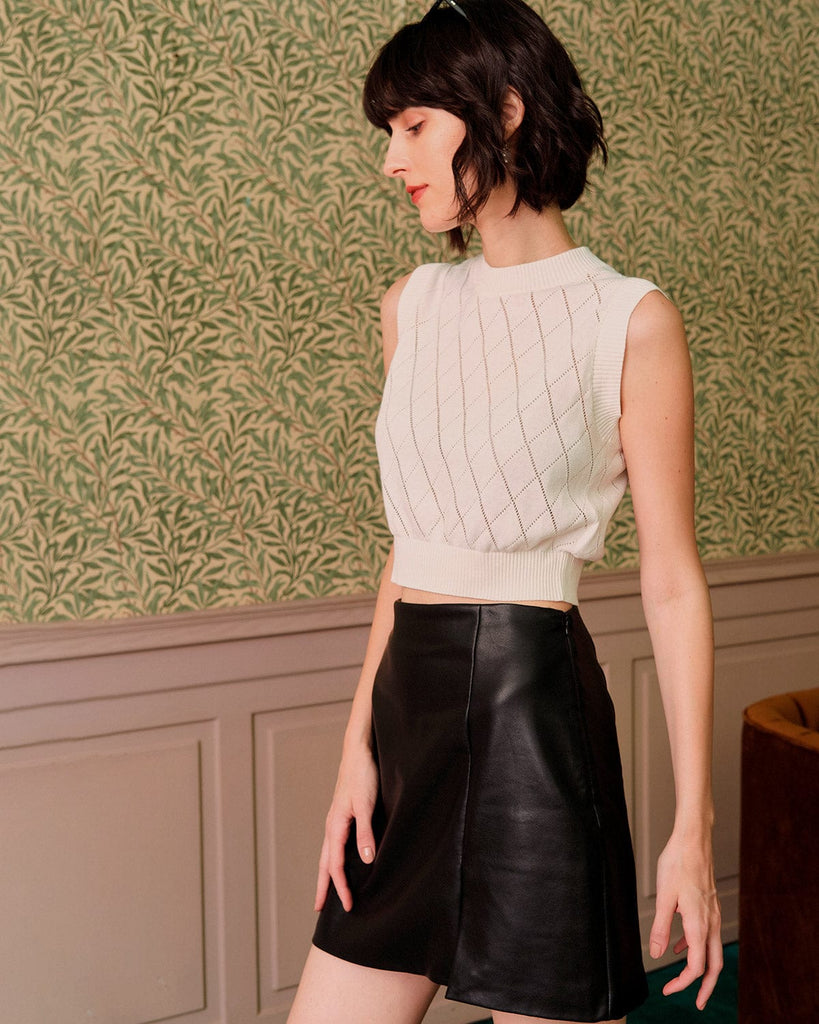 The Side Slit Leather A-line Mini Skirt - RIHOAS