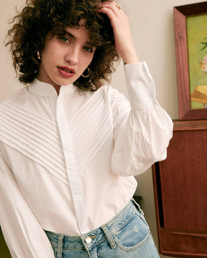 The Bubble-Sleeve Pleating Shirt - RIHOAS