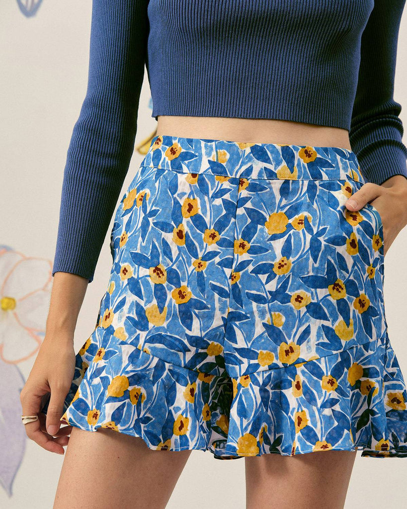 The Ruffle Trim Wide-leg Shorts - RIHOAS