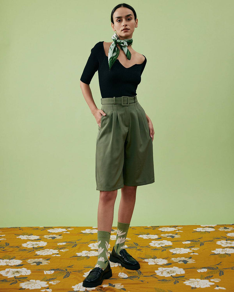 The Belted Relaxed Knee-Length Pants - RIHOAS
