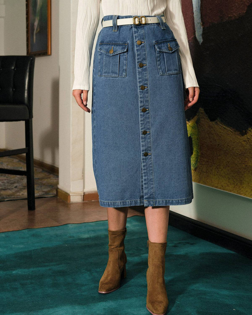 The High Waisted Retro Denim Skirt - RIHOAS