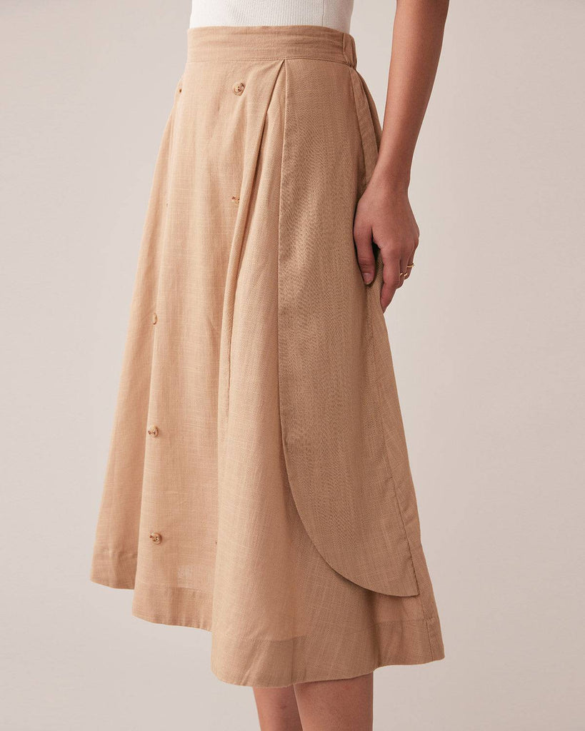 Curved Front Elastic Waist Midi Skirt - RIHOAS