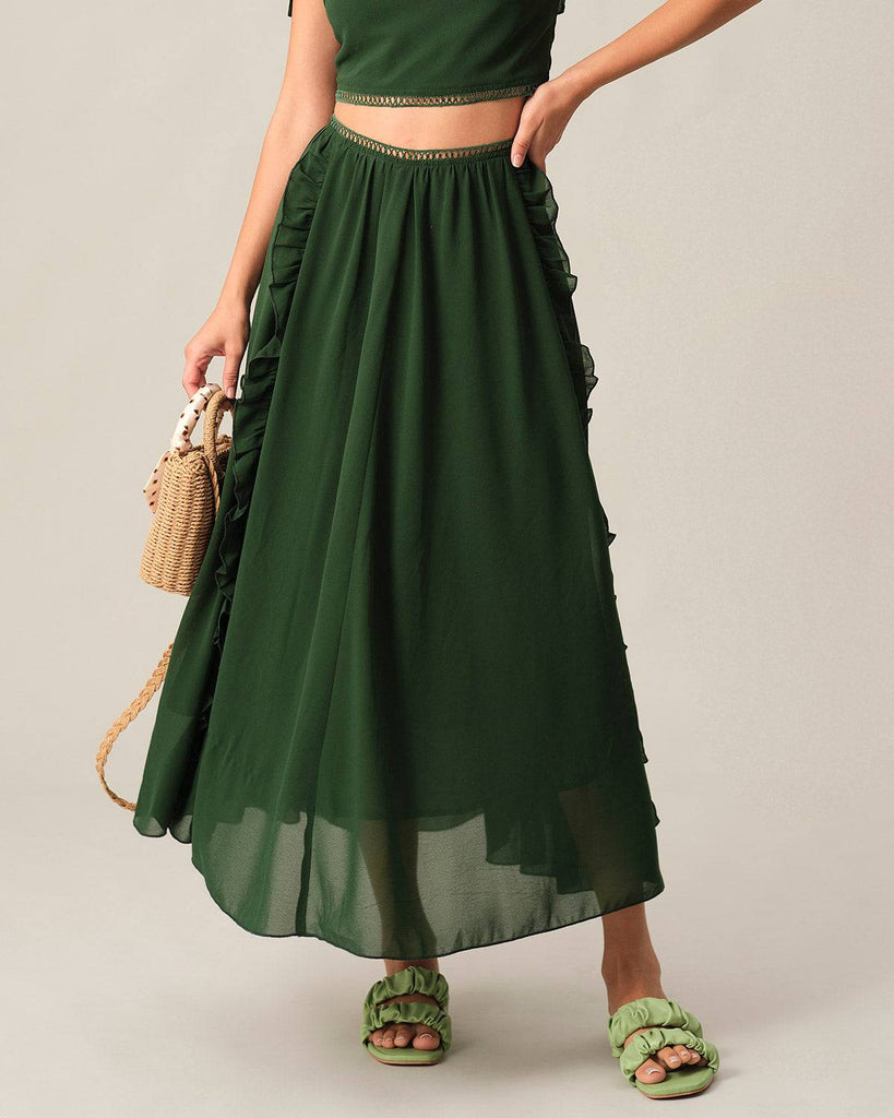 The Solid Color Ruffle Trim Skirt - RIHOAS
