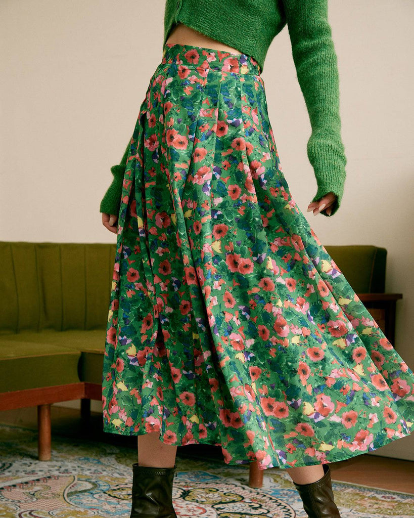 The Pleated Floral Skirt - RIHOAS