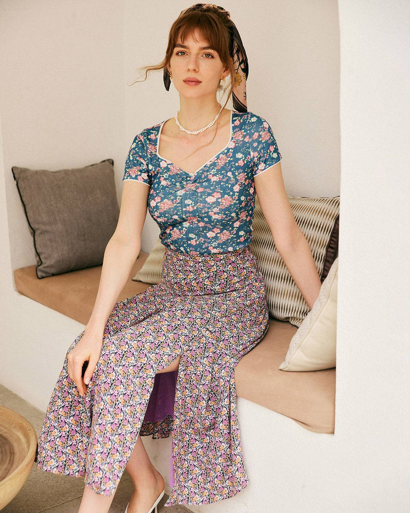 High Waisted Side Split Skirt - RIHOAS
