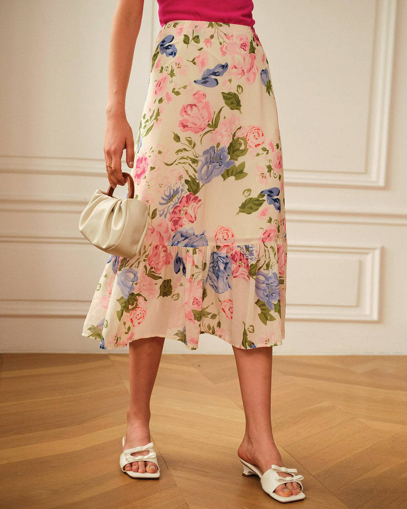 The High Waisted Floral Skirt - RIHOAS