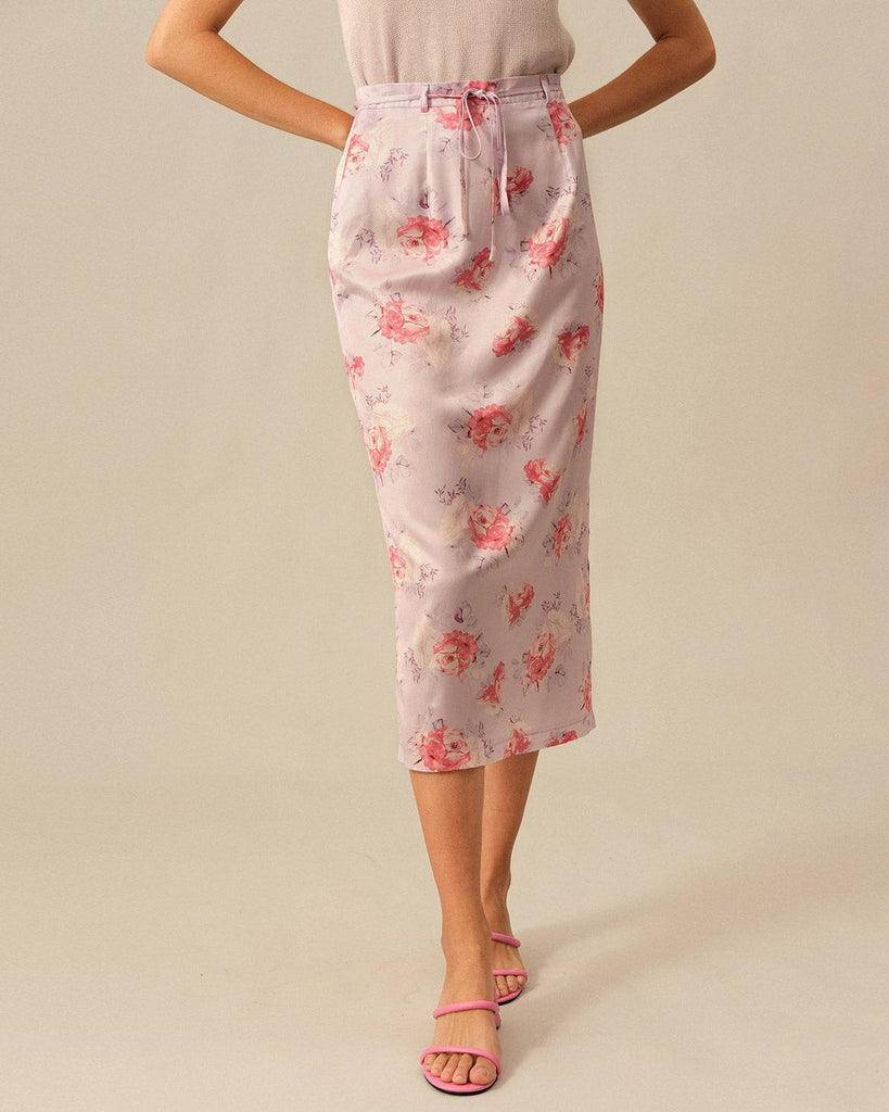 The High Waisted Tie Floral Skirt - RIHOAS