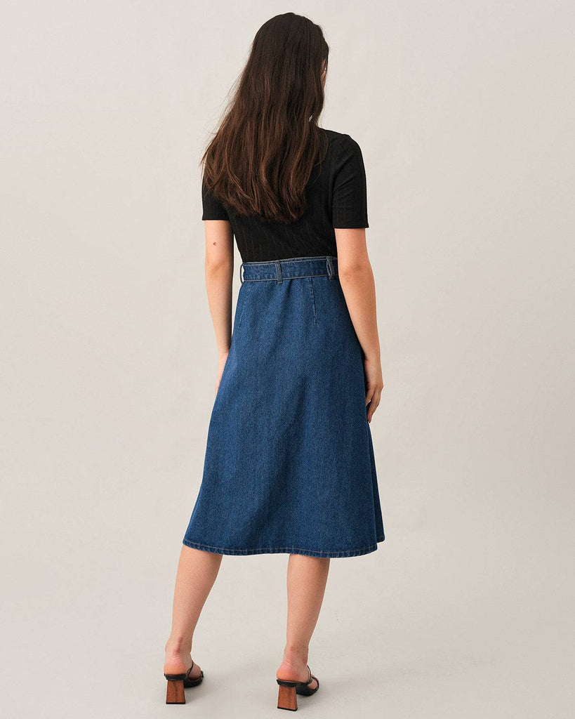 The Double-breasted Retro Denim Skirt - RIHOAS