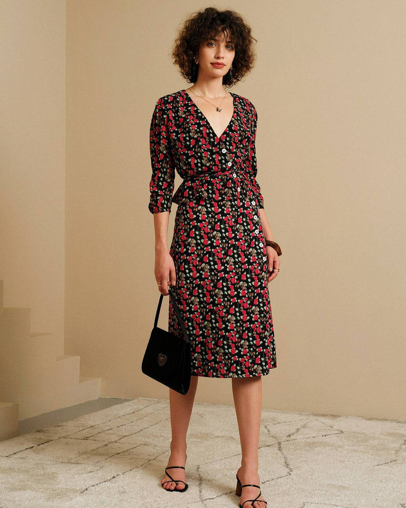 The Floral Button-Up Split Skirt - RIHOAS