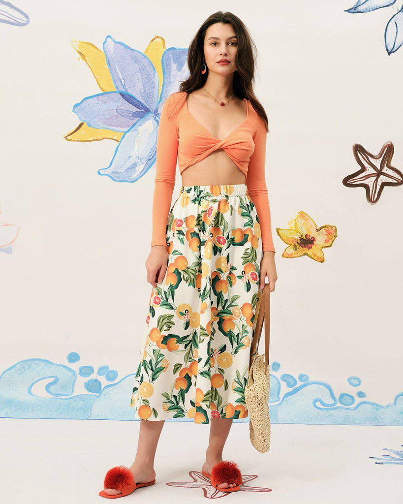 The Fruit Print A-line Skirt - RIHOAS