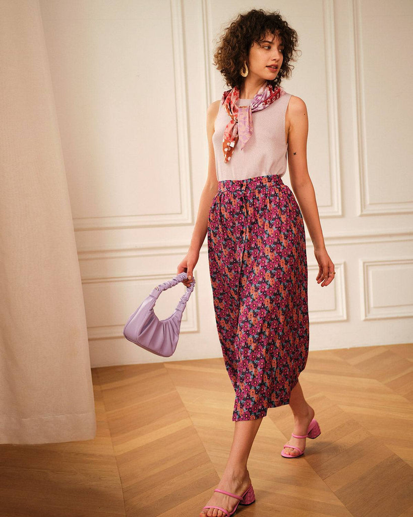 The High Waisted Elastic Floral Skirt - RIHOAS