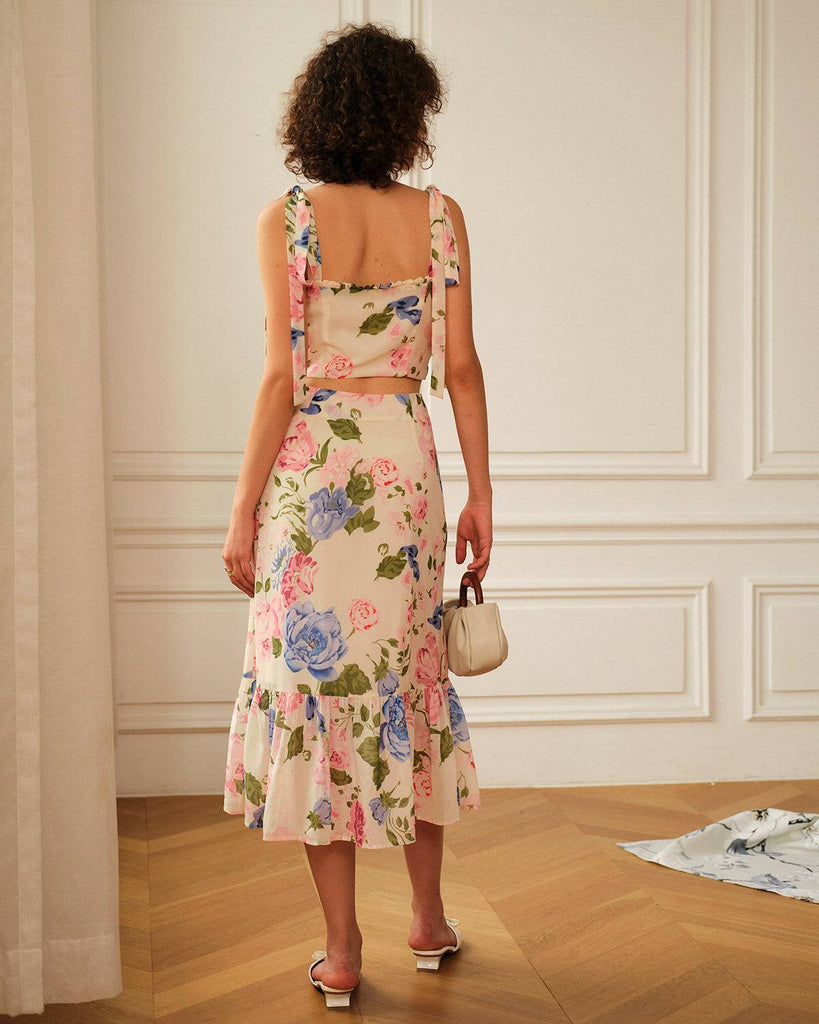 The High Waisted Floral Skirt - RIHOAS