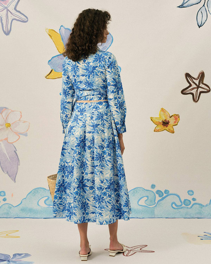 The High Waisted Pleated Floral Skirt - RIHOAS