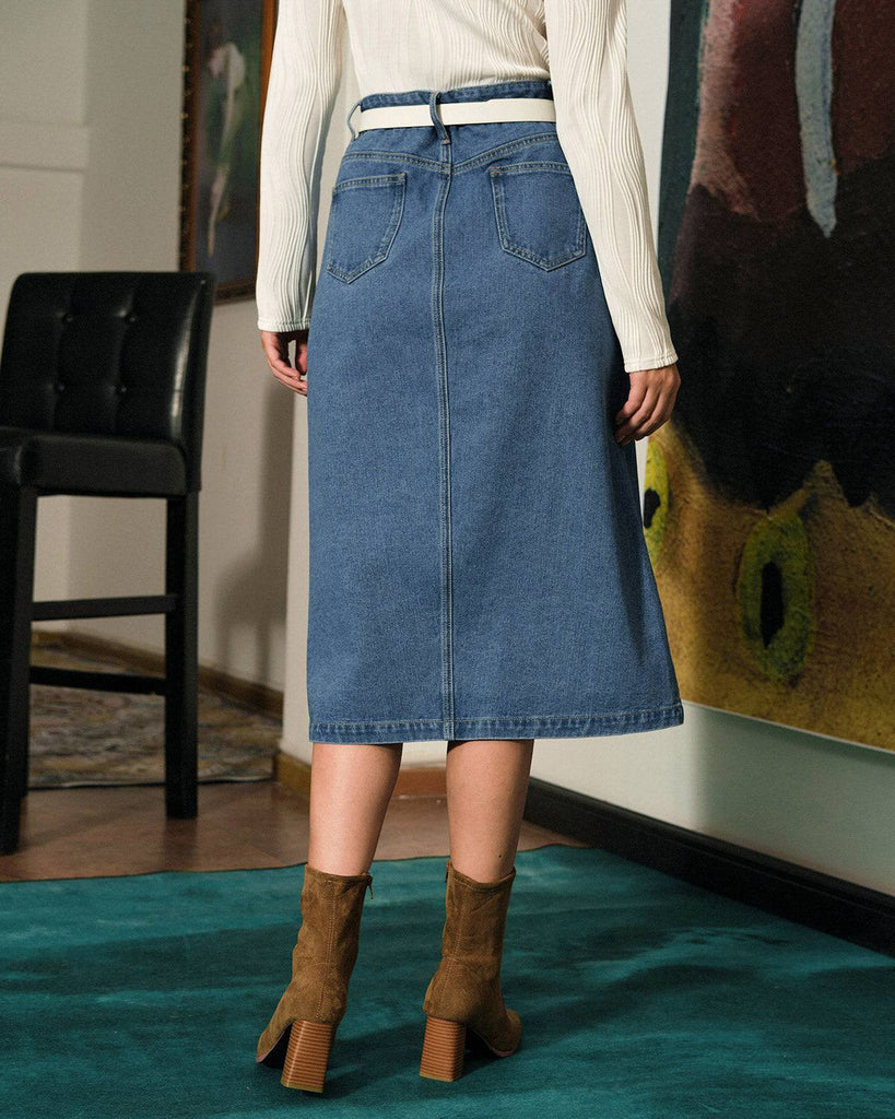 The High Waisted Retro Denim Skirt - RIHOAS