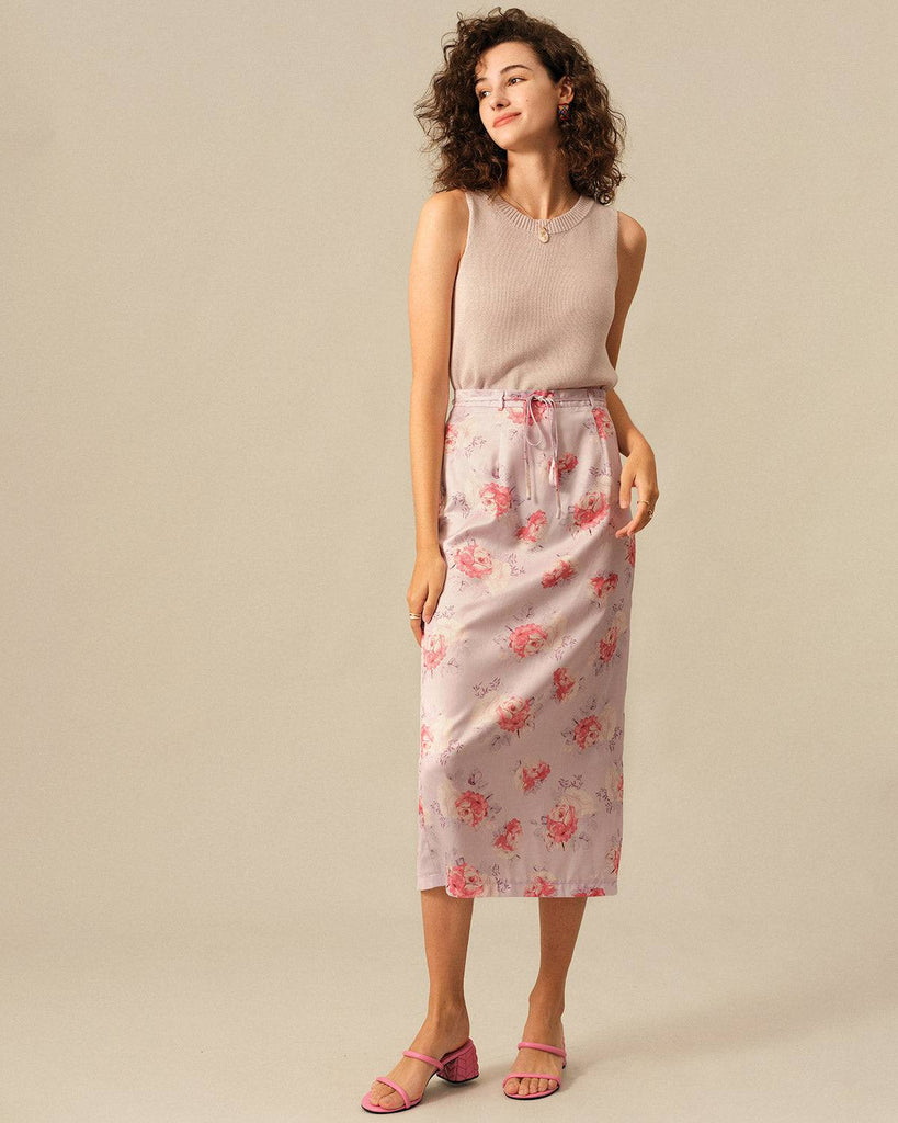 The High Waisted Tie Floral Skirt - RIHOAS