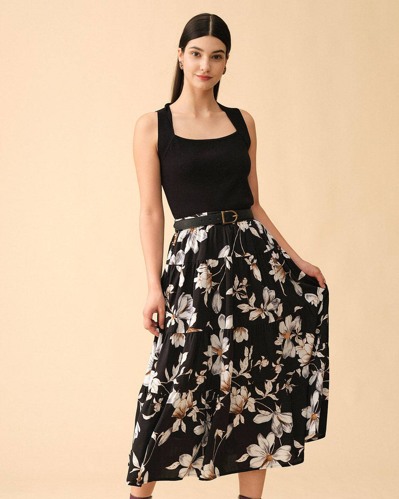 The High Waisted Zipper Floral Skirt - RIHOAS