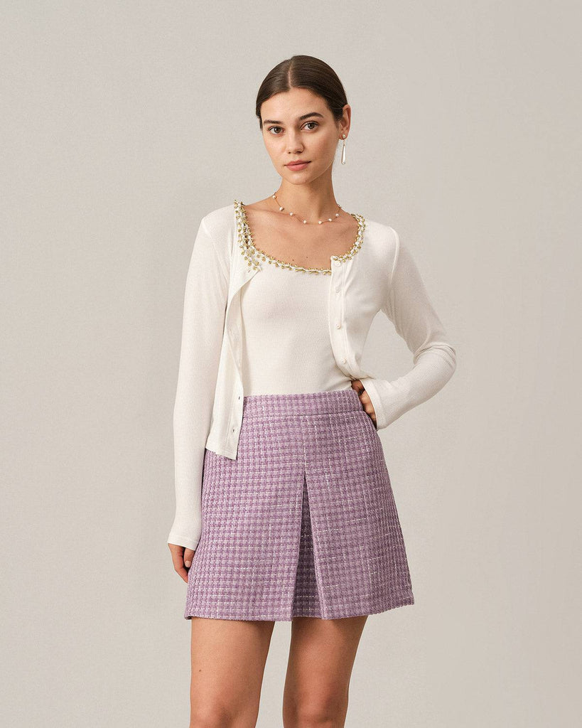 The Plaid Tweed Mini Skirt - RIHOAS