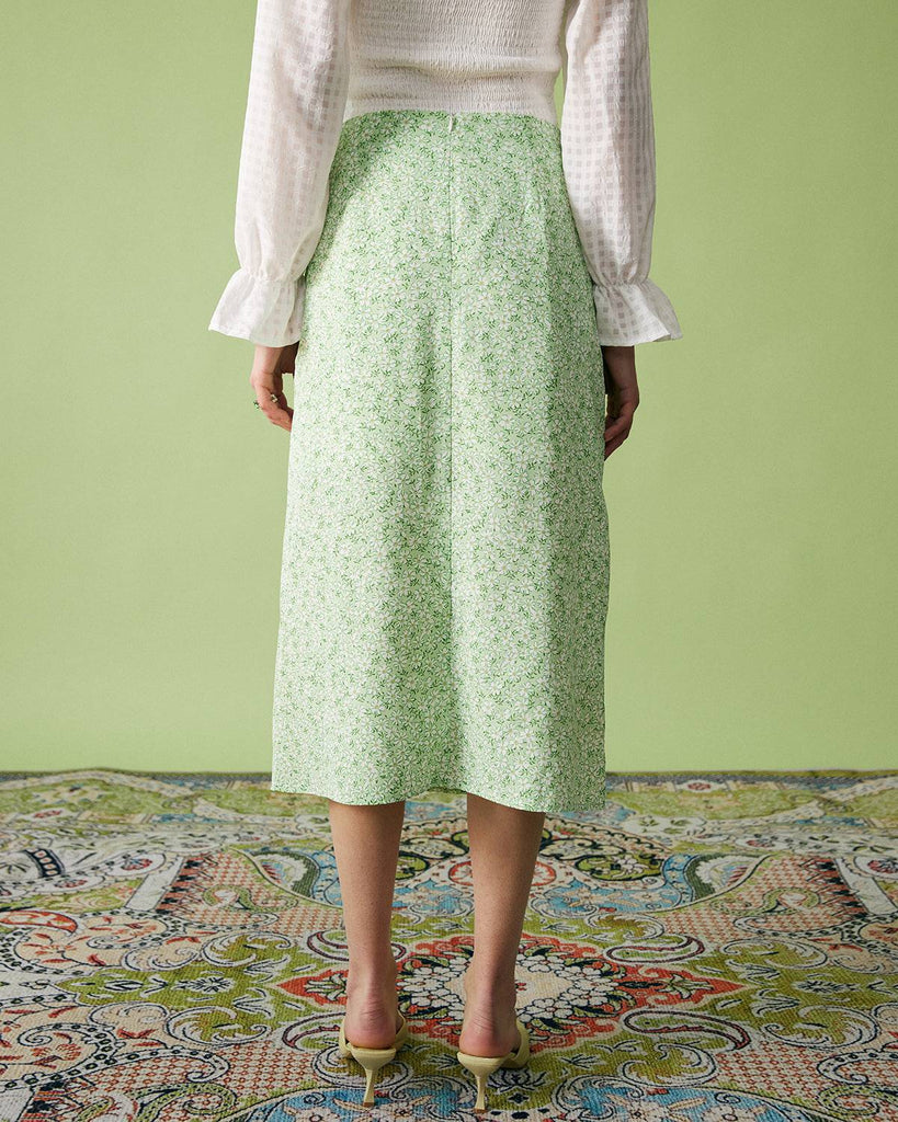 The Ruched Split Floral Skirt - RIHOAS