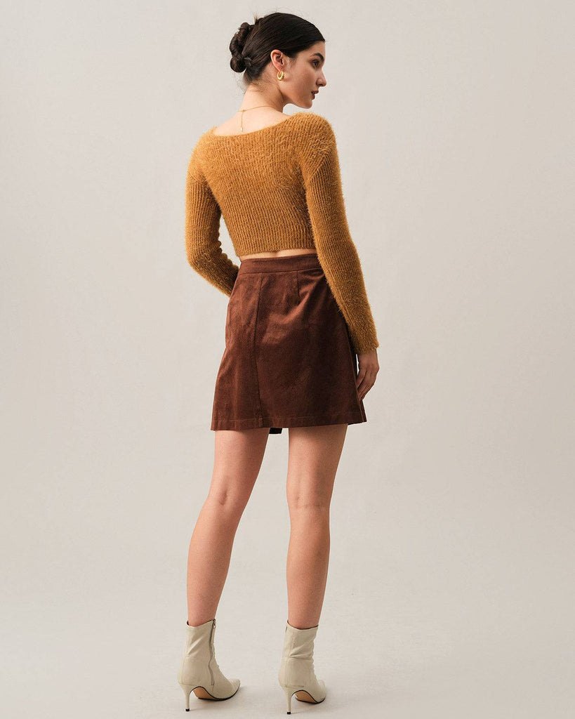 The Solid Button-up Corduroy Skirt - RIHOAS