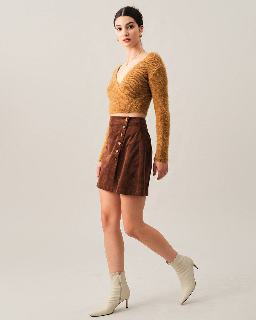 The Solid Button-up Corduroy Skirt - RIHOAS