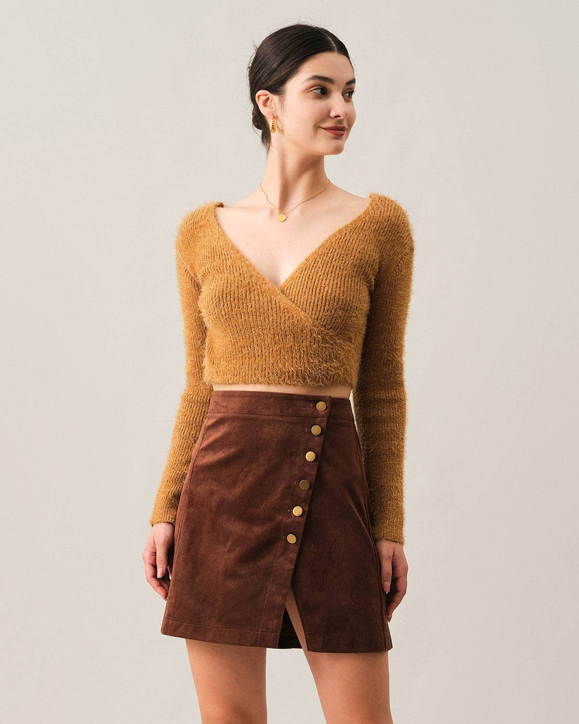 The Solid Button-up Corduroy Skirt - RIHOAS