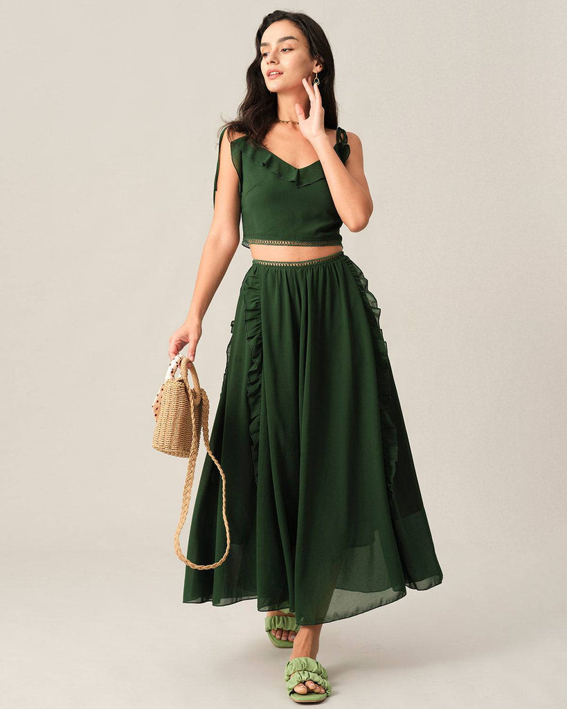The Solid Color Ruffle Trim Skirt - RIHOAS