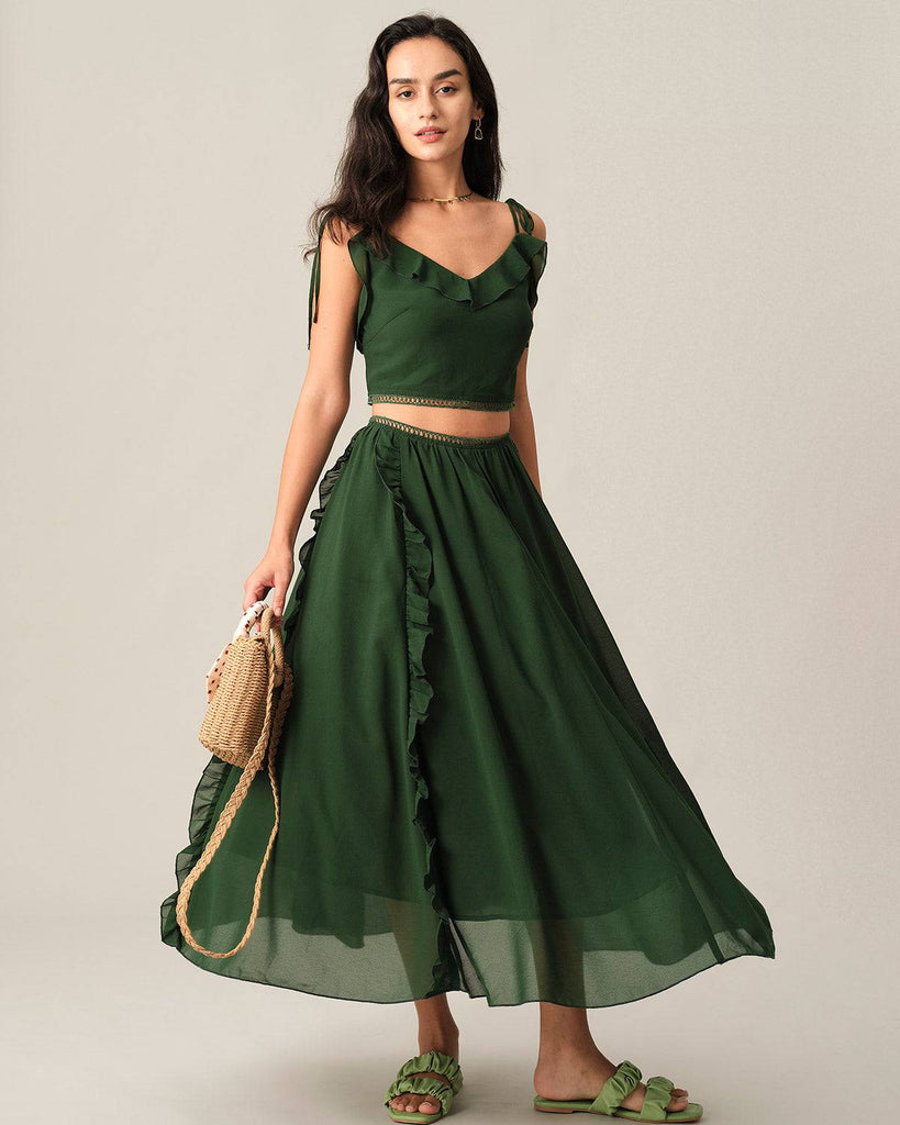 The Solid Color Ruffle Trim Skirt - RIHOAS