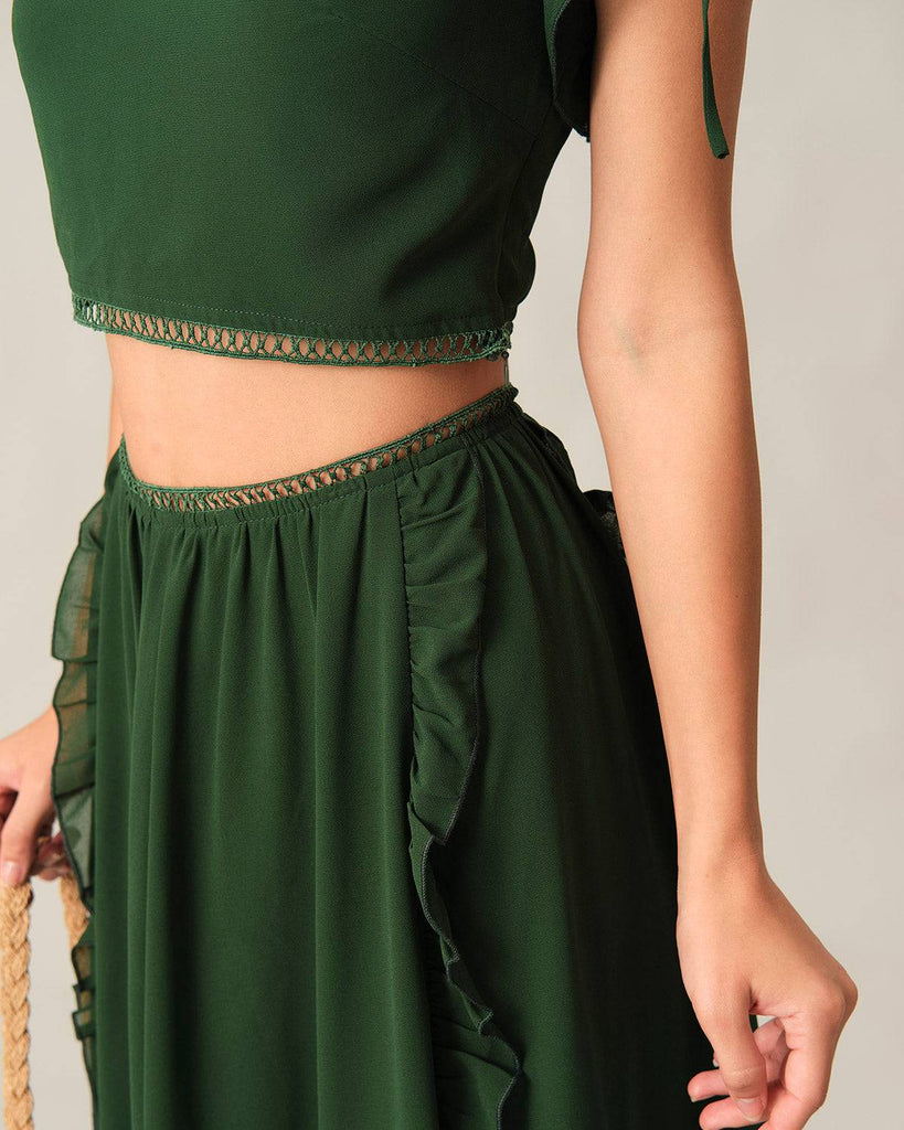 The Solid Color Ruffle Trim Skirt - RIHOAS